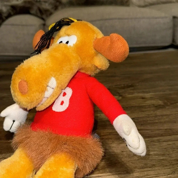 Bullwinkle Stuffed Animal Plush Toy Vintage 1991 by Nanco Brown/Red - Picture 4 of 9